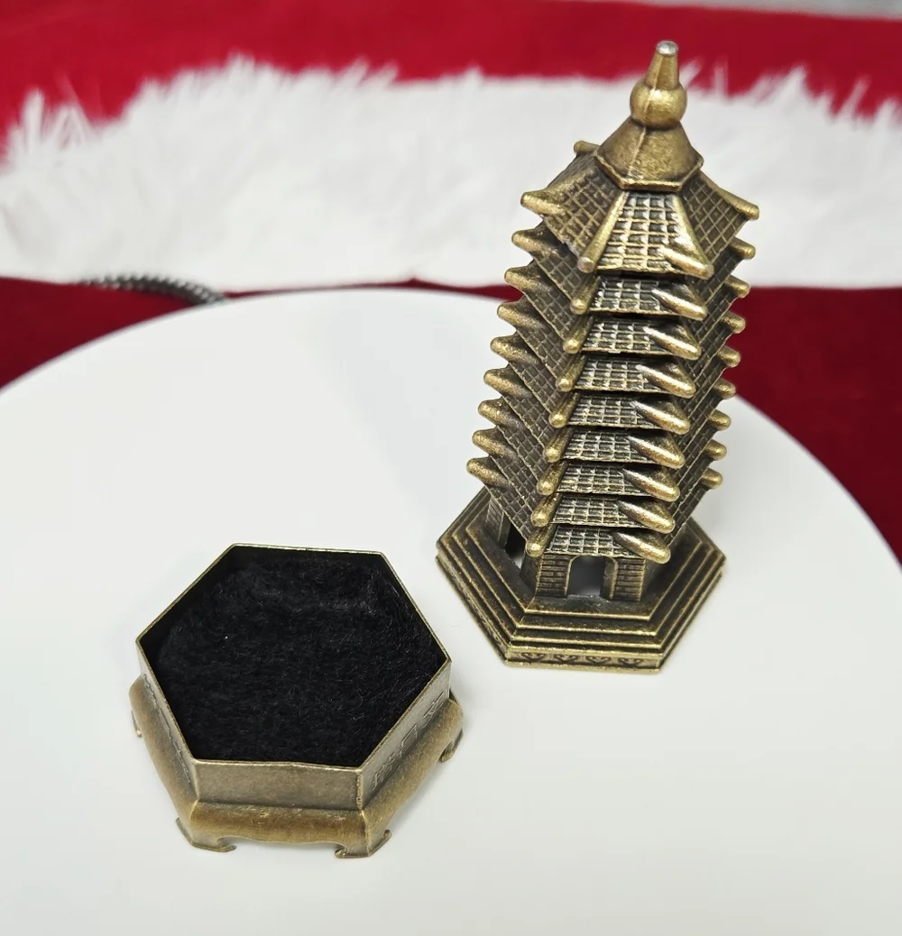 Mini Wenchang Pagoda Brass Incense Holder Feng Shui Study Desk Focus Zen Decor